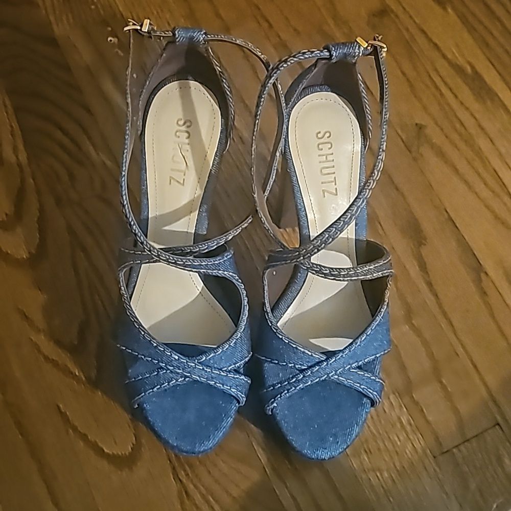 Worn once Denim Schutz Chunky Heels
